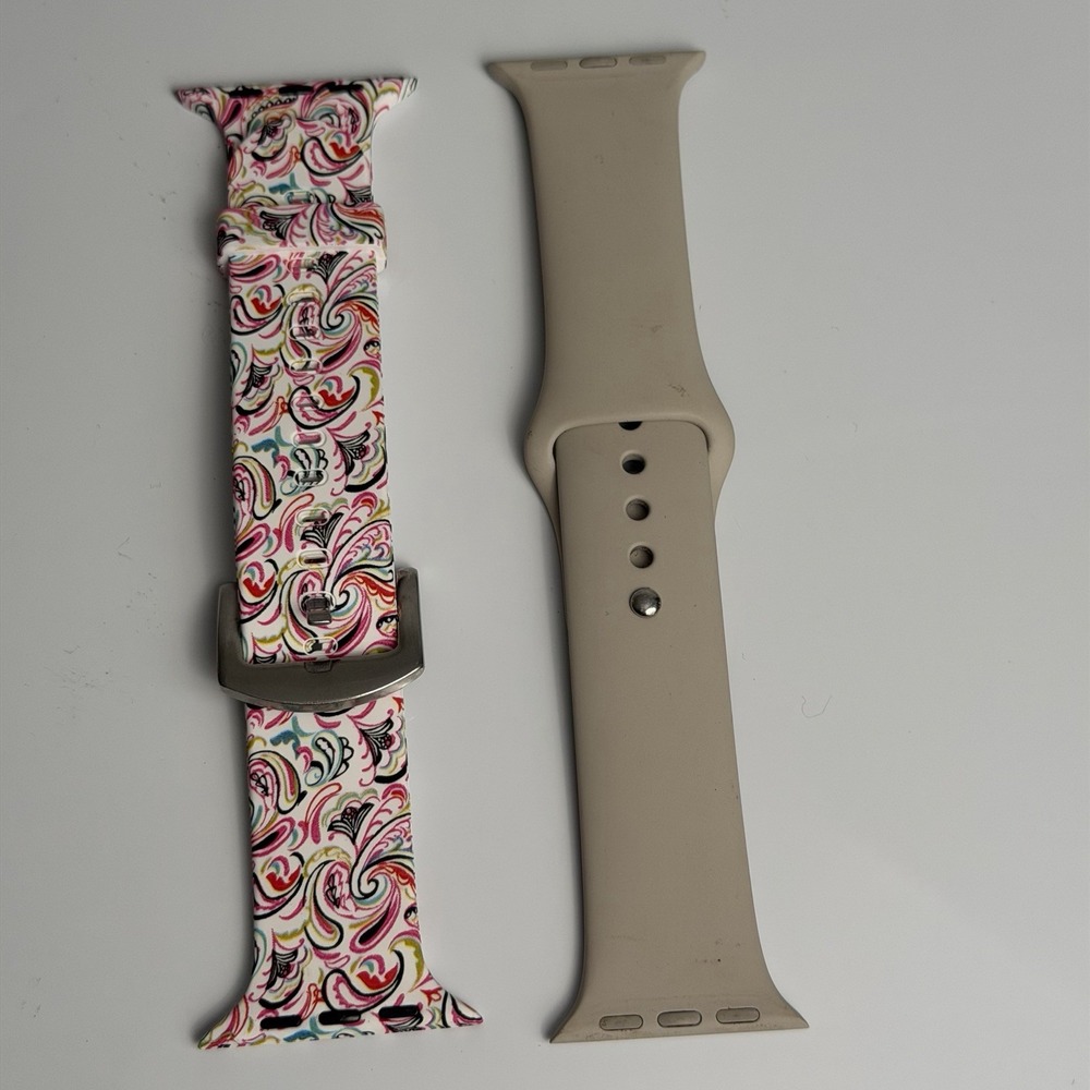 Silicone watch bands for apple watch 38 mm, 40 mm, or 41 mm Tan Floral Beige